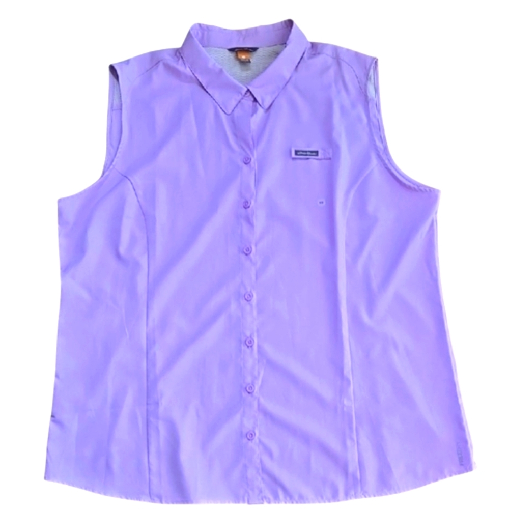Eddie Bauer Lavender Sleeveless Button-Down Shirt